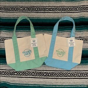 Trader Joe's *NWT* Mini Pastel Canvas Tote Bags, Bundle of 2